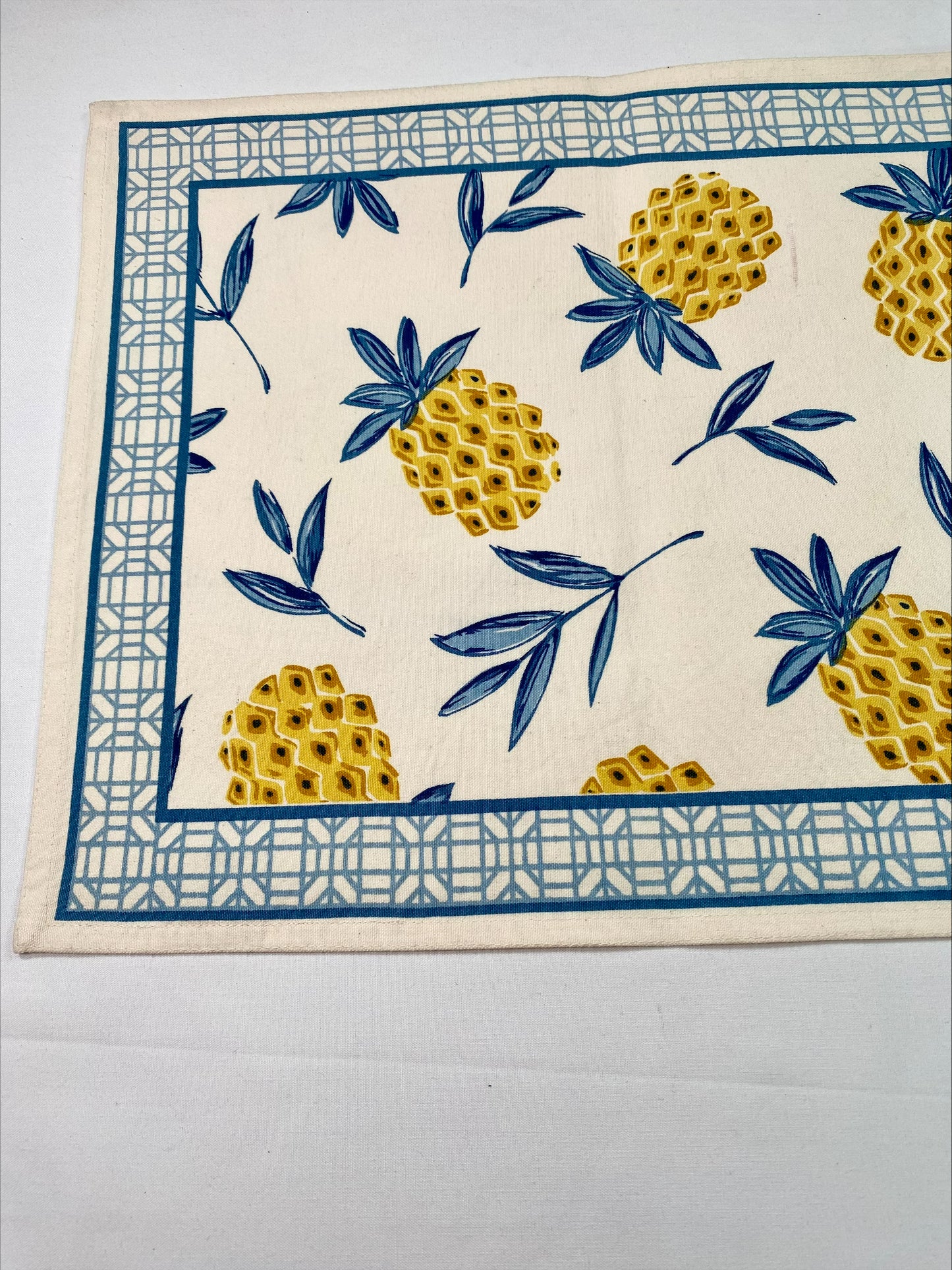 Hand block printed pineapple table runner