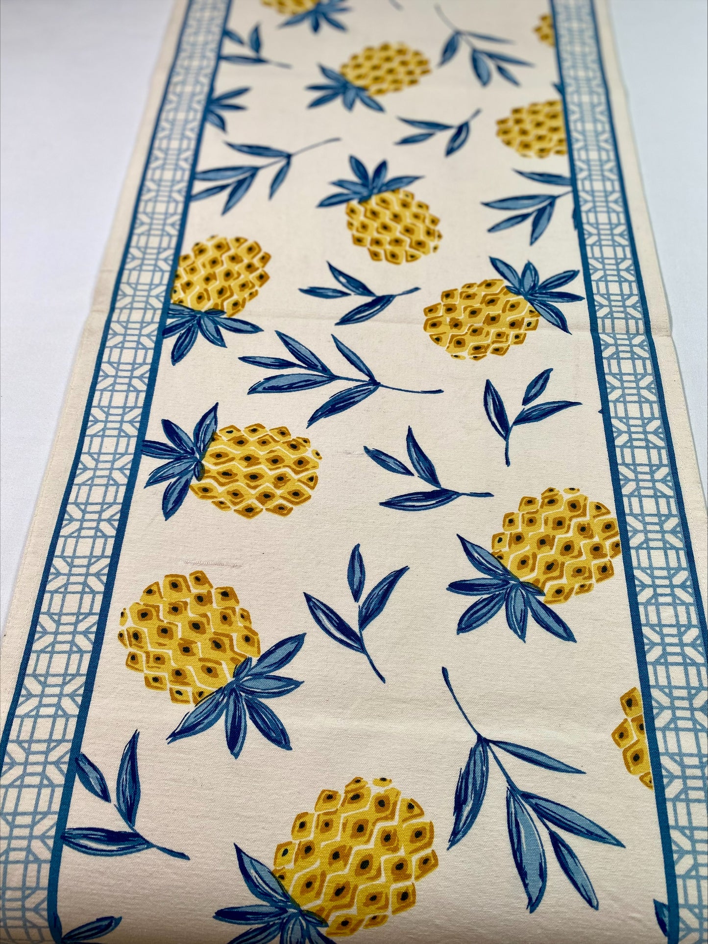 Hand block printed pineapple table runner
